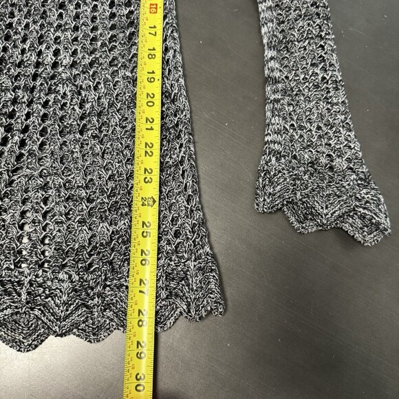 Love On A Hanger Gray Open Knit Eyelet Top Long Sleeve See Through Coverup Tunic - Picture 7 of 10